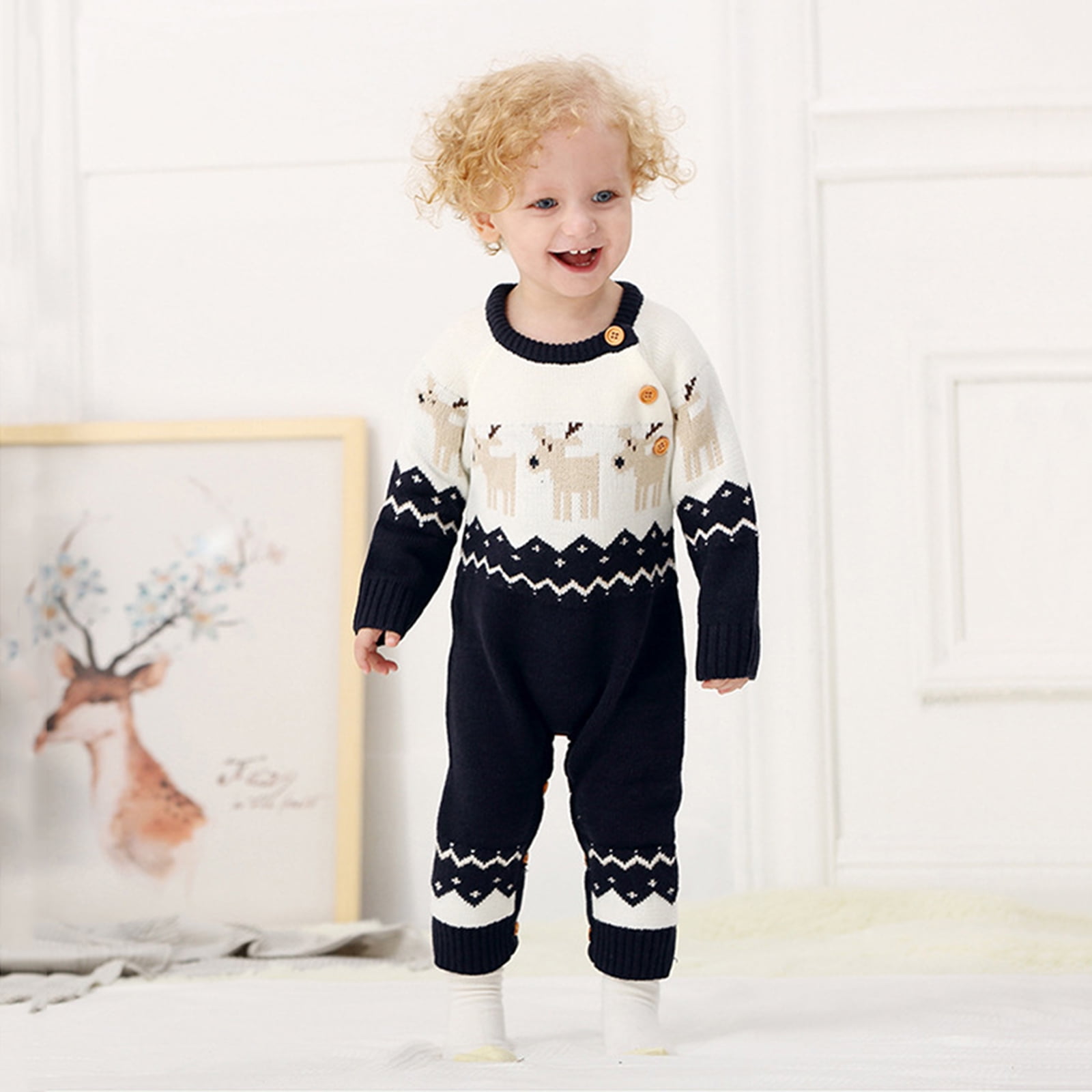 Kids Toddler Little Girls Long Sleeve Love Heart Deer Romper Knit Sweater Jumpsuit Onesizes Kids Toddler Little Girls Long Sleeve Love Heart Deer Romper Knit Sweater Jumpsuit Onesizes