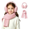 thumbnail image 3 of PureCasa Children Winter Scarf Earmuffs Set for Girls 3-12 Years Solid Color Fleece Lined Long Scarf Ear Warmer Two-Piece Set Kids Gift Set, 3 of 6