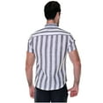 thumbnail image 2 of Bohio Men's 100% Linen Striped Short Sleeve Button Down (1) Pocket Shirt -MLS1693, 2 of 4