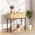 thumbnail image 4 of Gymax Console Table Entryway Table Long Sofa Side Table w/ Open Shelf & Rattan Drawers, 4 of 9