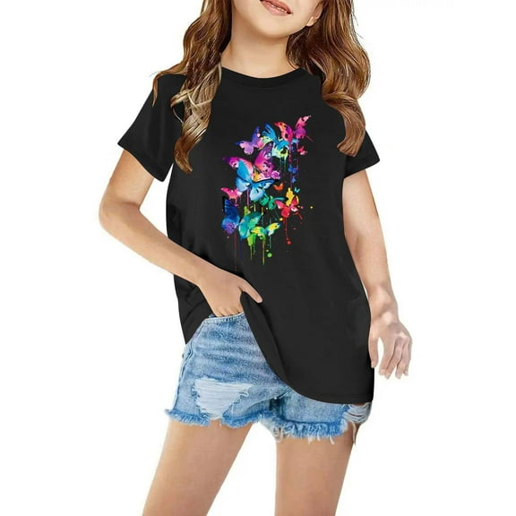 Sakmal Kids Clothes Boy And Girl Black Cotton Floral Short Sleeve 3-7y Crew Neck Daily Life Boys And Girls Outfits 7-8