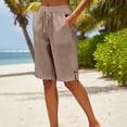 thumbnail image 6 of JJHGVB Women Bermuda Shorts Wide Leg Summer Trendy Lightweight Comfortable Pants Lounge Shorts Flowy Shorts Gauze Shorts Lightweight Summer Shorts Elastic Wais with Pockets Women's Shorts Khaki L, 6 of 9