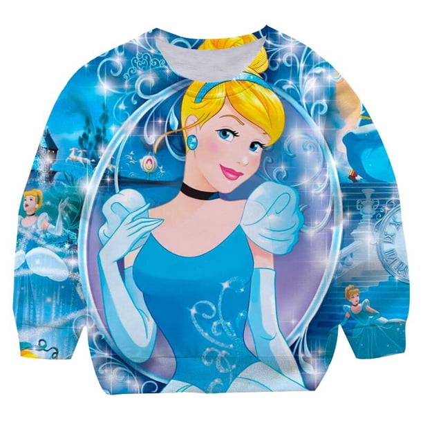 Sudadera de manga larga de princesa Blancanieves de Anime de Disney, ropa de algodón para niños, ropa informal holgada de moda, sudaderas con capucha para niños 5T Gao Jinjia LED