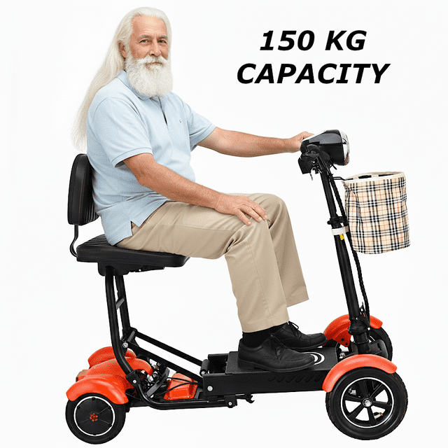 Foldable Portable Electric Scooter for Adults and Seniors with a Child Seat - Matte Red