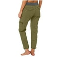 thumbnail image 4 of Shorts Womens Women's Fashion Casual Solid Color High Waist Cargo Pants A-Line Loose Wide Leg Pocket Quick Drying Long Pants, 4 of 6