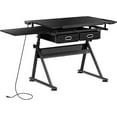 thumbnail image 3 of RTYJGD Retro-with Outlet Drafting Table, 24.5"D x 55"W x 35.8"H, Height & Angle Adjustable, Modern Computer Desk with Storage​,Black-with Outlet, 3 of 9