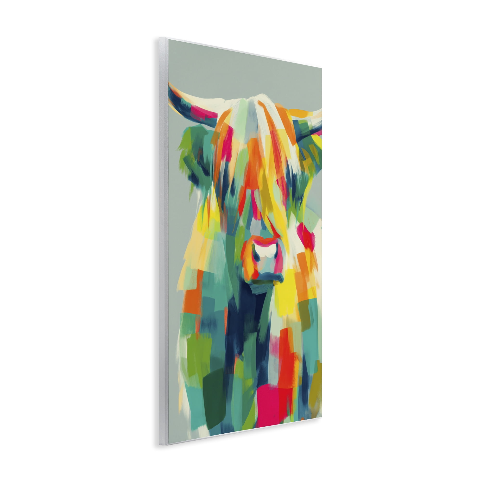 Stupell Industries Highland Cow Abstract Patchwork Wall Plaque Art, design by Chromatic Storm Studio