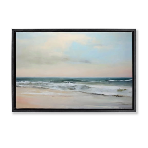Stupell Industries Coastal Sandy Shore in Neutrals Black Floating Frame Canvas Art, 25 x 17, by Creative Studio