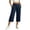 Navy, variant on Qingpeng Womens Elastic High Waisted Pants Cropped Wide Leg Sweatpants Soft Fleece Knit Capri Palazzo Bottoms