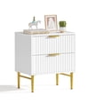 thumbnail image 4 of HQZX Modern Wood 2 Drawer Nightstand,Bedside Table with Charging Station,White,18.9"L,Adult, 4 of 11
