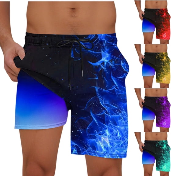 Ofertas relámpago de hoy DDAPJ pyju Men's Swim Trunks with Compression Liner Quick Dry Board Shorts Novelty 3D Printed Beach Shorts Funny Bathing Suits Mint Green L