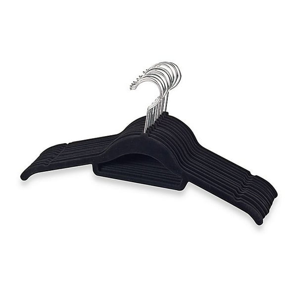 Real Simple Slimline 12-Count Flocked Shirt Hangers in Black - Walmart