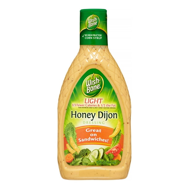(3 Pack) WishBone Light Salad Dressing, Honey Dijon, 15 Fl Oz