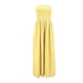 thumbnail image 2 of Dyfzdhu Jumpsuits for Women Strapless Tube Wide Leg Smocked Casual Off Shoulder Loose Long Pants Rompers Yellow, 2 of 5