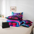 thumbnail image 6 of Manfei Racing Car 7-Piece King Bedding,Neon Light King Bed in a Bag,Pink Blue,Black Reversible, 6 of 7