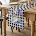 thumbnail image 2 of Easter Table Runner 72 Inches Long for Kitchen Dining, Spring Bunny Botanical Blooms Flowers Black Plaid Dresser Scarf Farmhouse, Dining Table Decorations for Wedding/Parties, 16 x 72 In, 2 of 8