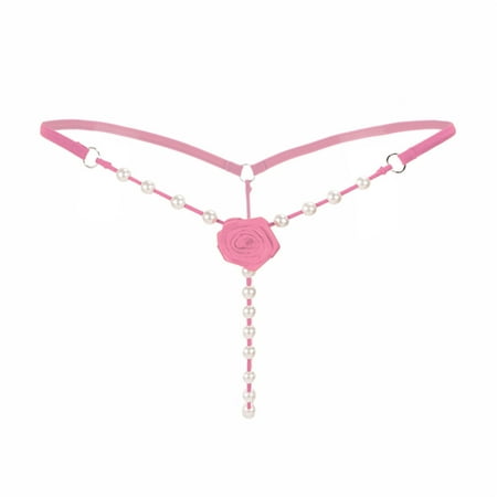

Panties For Women Ladies Lace Sexy Open Burned-Crotch V-string Panties Knickers Underwear Thong (Pink)