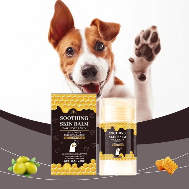 Bálsamo Natural para Patas de Perro en Barra 40g con Manuka, Sebo y Manteca de Karité - Protección hidratante de la nariz y las patas para la piel seca y agrietada - Cera calmante para el alivio de