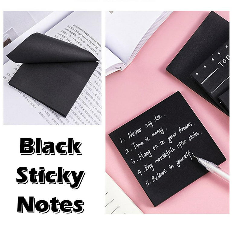 Black Sticky Notes with Marker Stickers H8x8, Size: 7.6*7.6CM /2.99*2.99inch