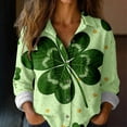 thumbnail image 2 of St Patricks Day Shirt Women Long Sleeve Button Down Loose Green Casual Summer Tops, 2 of 7