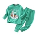 thumbnail image 4 of Boys Pajamas Autumn Kids Underwear Long Sleeve Cute Snow Print Warm Tops Pants Pajamas Set Baby Boy Outfits Green 5 Years-6 Years, 4 of 5