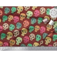 thumbnail image 2 of Soimoi Red Modal Satin Fabric Tribal Skull Print Fabric by Yard 42 Inch Wide, 2 of 3