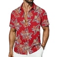 thumbnail image 2 of Men's Hawaiian T Shirt Short Sleeve Lapel Button Down Print Shirts Beach Tops Wine 3XL, 2 of 7
