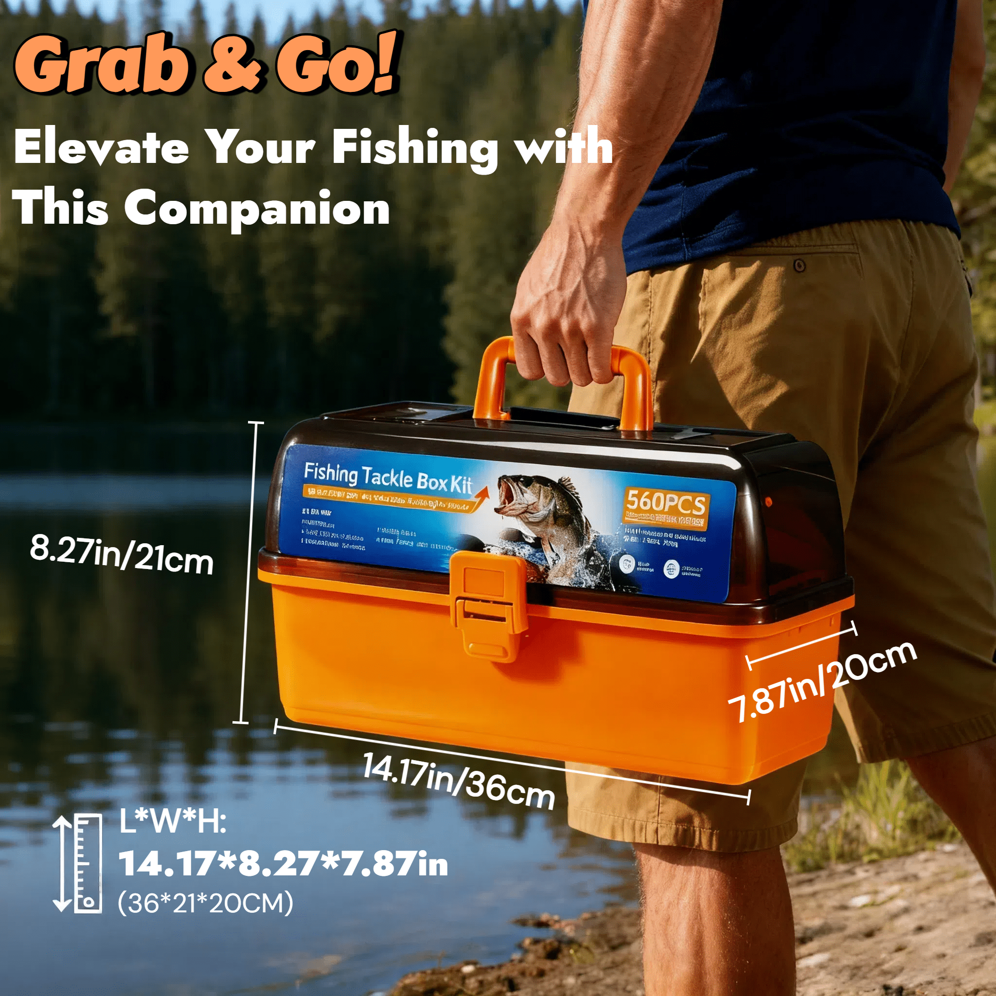 4-Layer Tackle Box with 560 Pieces - Bait, Hooks & Tools for Freshwater Saltwater Fishing, Ideal Gift for Anglers