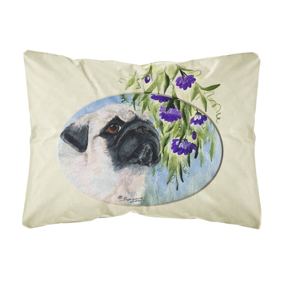 Caroline's Treasures SS8064PW1216 Pug Decorative   Canvas Fabric Pillow, 12H x16W, multicolor