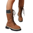 thumbnail image 6 of Quilted Mid Calf Winter Boots Knit Trim Lace Up Fleece Lined Platform Casual Wear For Women, 6 of 6