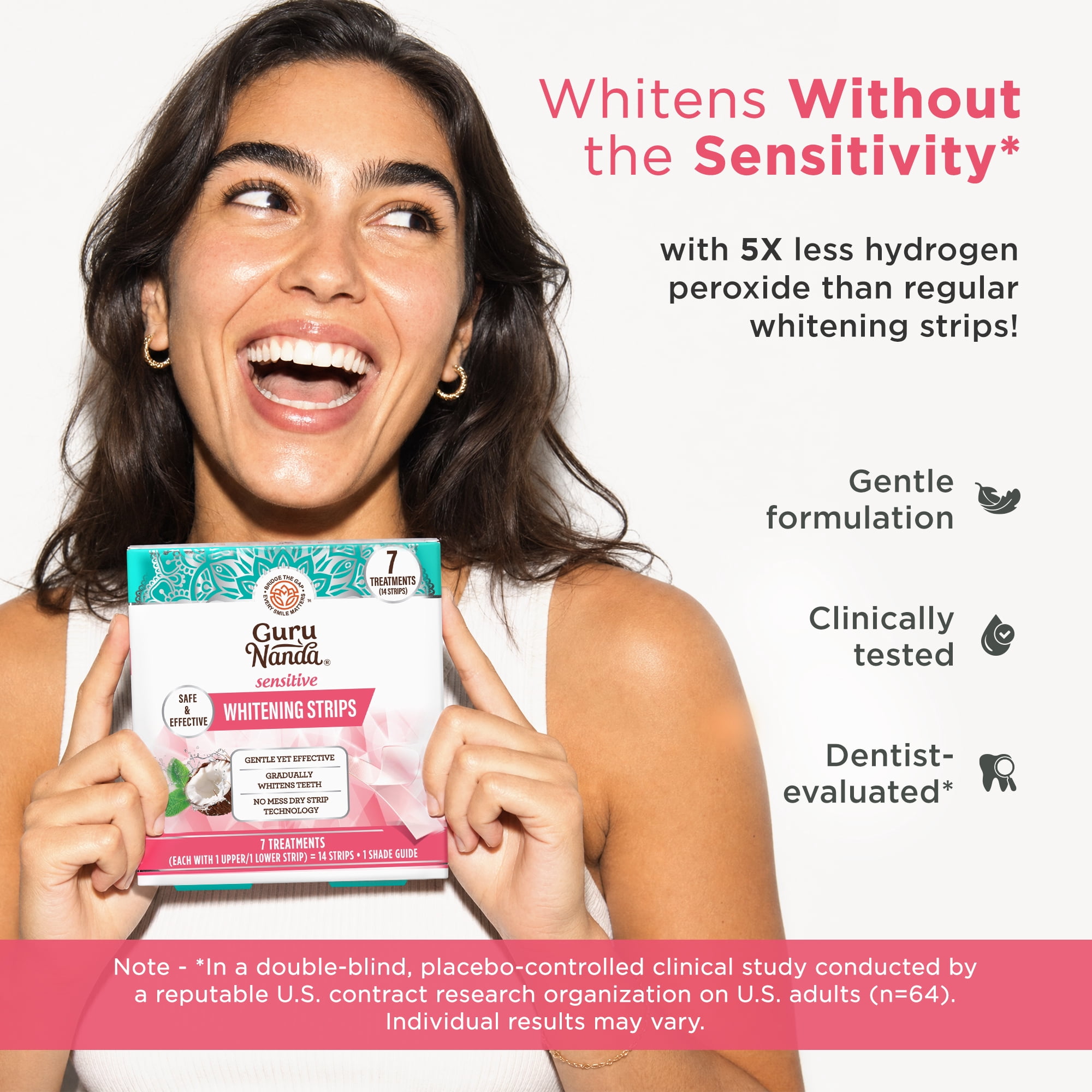 (3 pack) GuruNanda Sensitive Teeth Whitening Strips, Gentle on Teeth, Clinically Tested, 7-Day Treatment