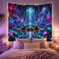 thumbnail image 2 of Luminous Portal in a Bioluminescent Garden, Mystical Fantasy for Space Lovers, Ethereal Sci-Fi Art Decor, Christmas Gift, Tapestry Wall Hanging for Bedroom and Living Room, 2 of 7