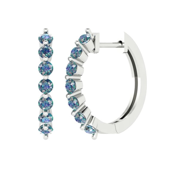 0.84 ct Lever-Back Hoop Earrings for Women | 2.5mm Round Cut Blue Moissanite | 18K White Gold