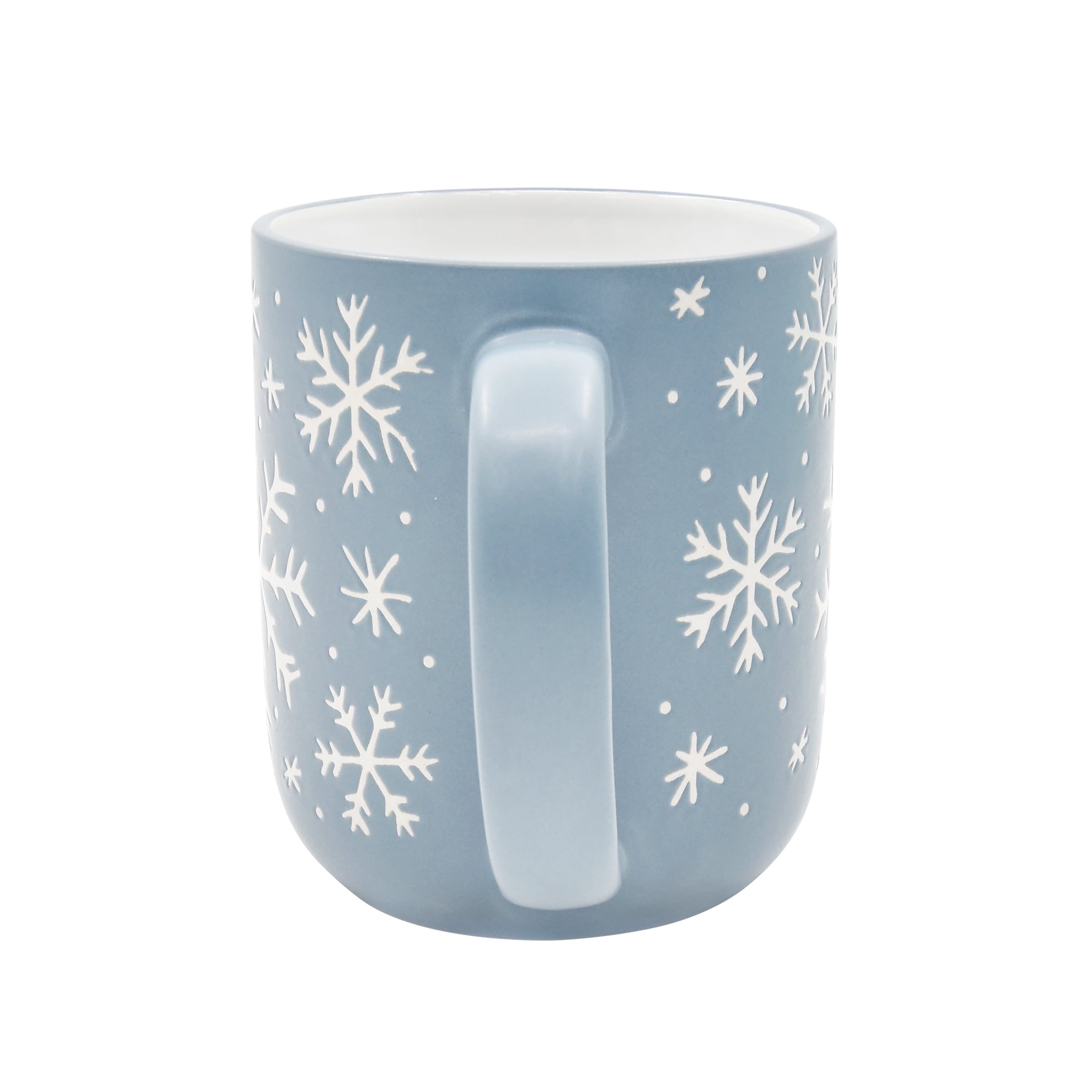 Holiday Time Stoneware Christmas Snowflake Mug, Light Blue, 15.5 oz, 1 Count, Festive Drinkware
