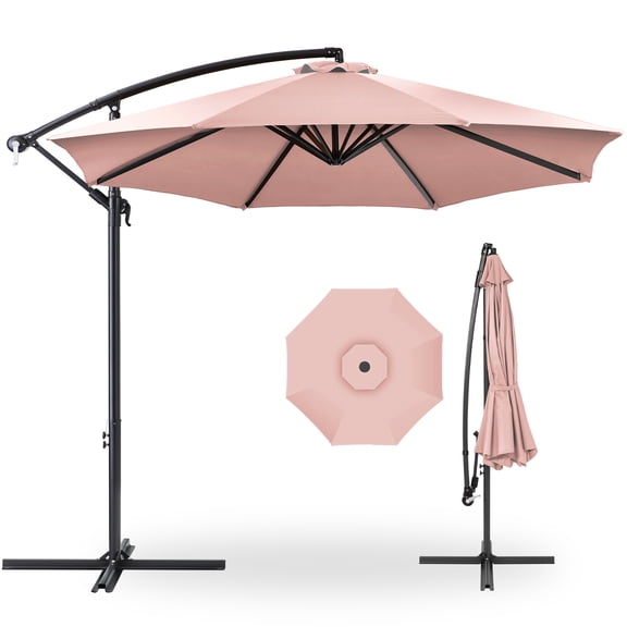 Best Choice Products 10ft Offset Hanging Outdoor Market Patio Umbrella w/ Easy Tilt Adjustment - Rose Quartz