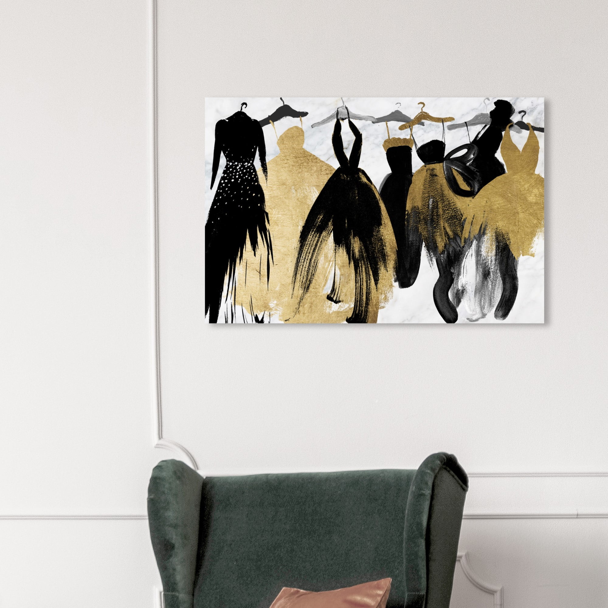 Wynwood Studio Fashion and Glam Wall Art Canvas Prints 'Articles de Voyage Gold Leaf' Home Dcor, 30 x 45, Gold, White