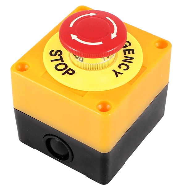 Interruptor de botón de parada de emergencia de hongo rojo con carcasa de plástico de 10A 660V