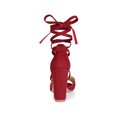 thumbnail image 3 of BLISSFUL STEP Sandales pour Femmes Unies à Brides Croisées Talons Blocs Talons Hauts Sandales à Lacets Rouge 6,5, 3 of 8
