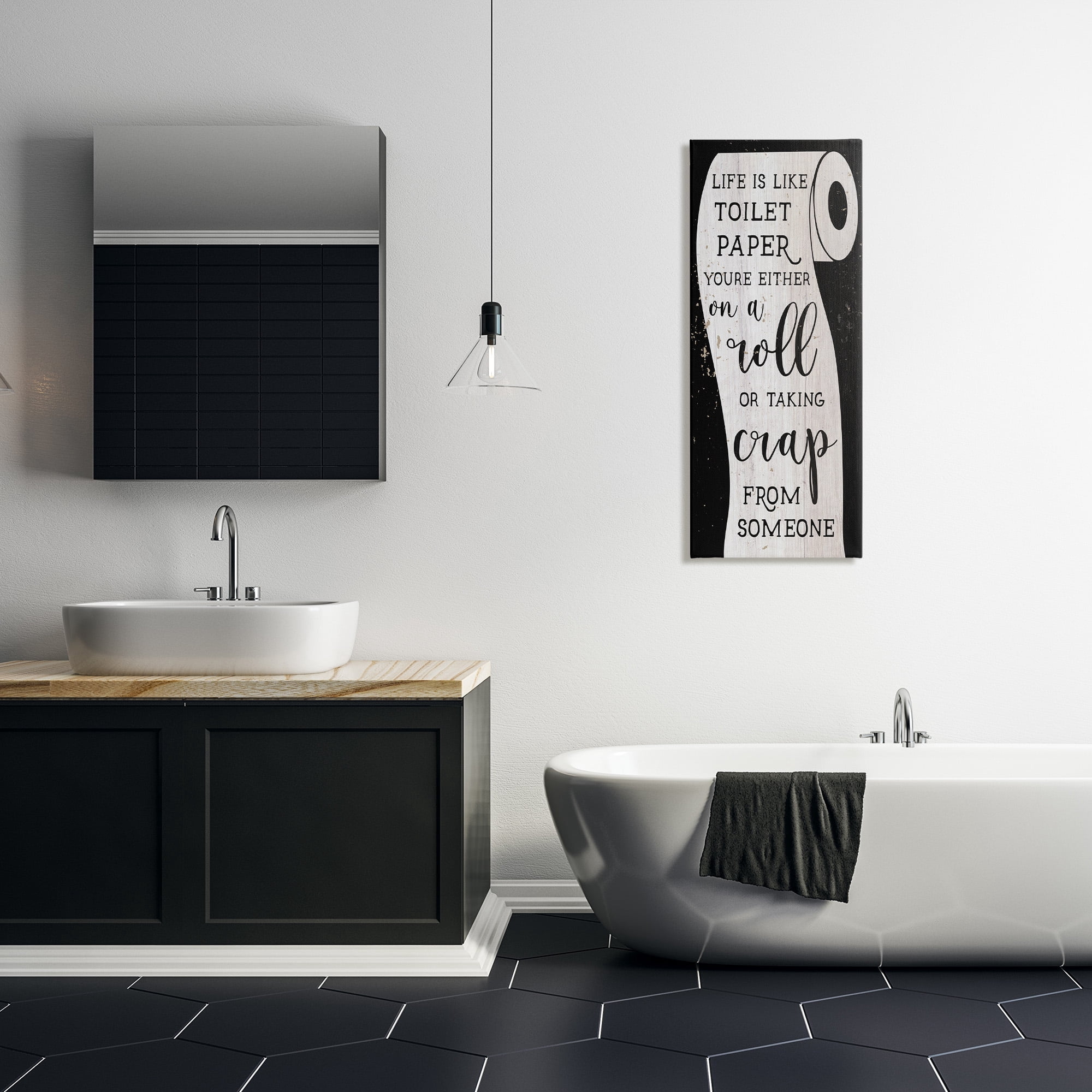 Stupell Industries Like Toilet Paper Funny Bathroom Typography Painting Gallery Wrapped Canvas Art Print Wall Art, 17 x 40