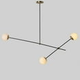 thumbnail image 2 of Three Globe Light Stilnovo Style Brass Sputnik parallel Chandelier Sputnik Fixture Milky Globes Bras Fixture, 2 of 5