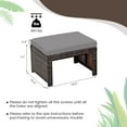 thumbnail image 3 of RELAX4LIFE 2-Piece Wicker Outdoor Ottoman, Rattan Footrest Set of 2 with Removable Cushions, 3-in-1 Foot Stool, Side Table & Additional Seating, Outdoor Footstools for Patio Backyard (Grey), 3 of 9