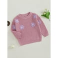 thumbnail image 3 of Suealasg Toddler Girls Fall Winter Sweaters 6M 1T 2T 3T Long Sleeve Flower Embroidery Knitwear Pullovers Tops Autumn Clothes for Baby Girls, 3 of 7