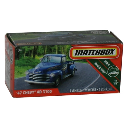Matchbox MBX Road Trip 16/20 (2018) Power Grabs Box Blue '47 Chevy AD 3100 Toy Truck 19/100
