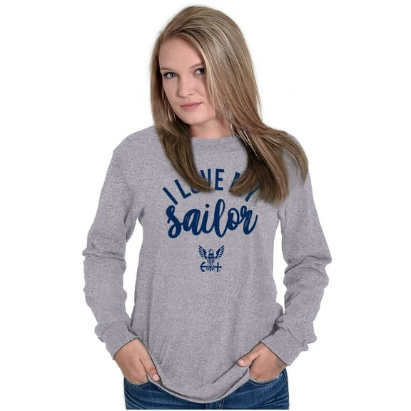 United States Navy I Love My Sailor Women's Long Sleeve T Shirt Brisco Brands S