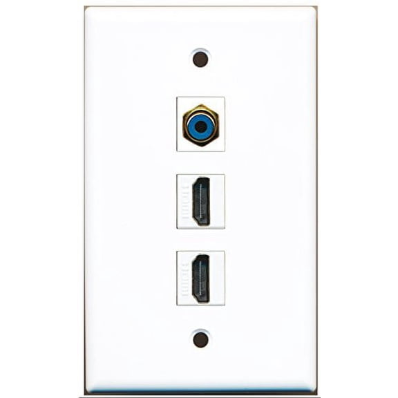RiteAV - 2 Port HDMI 1 RCA Blue Wall Plate