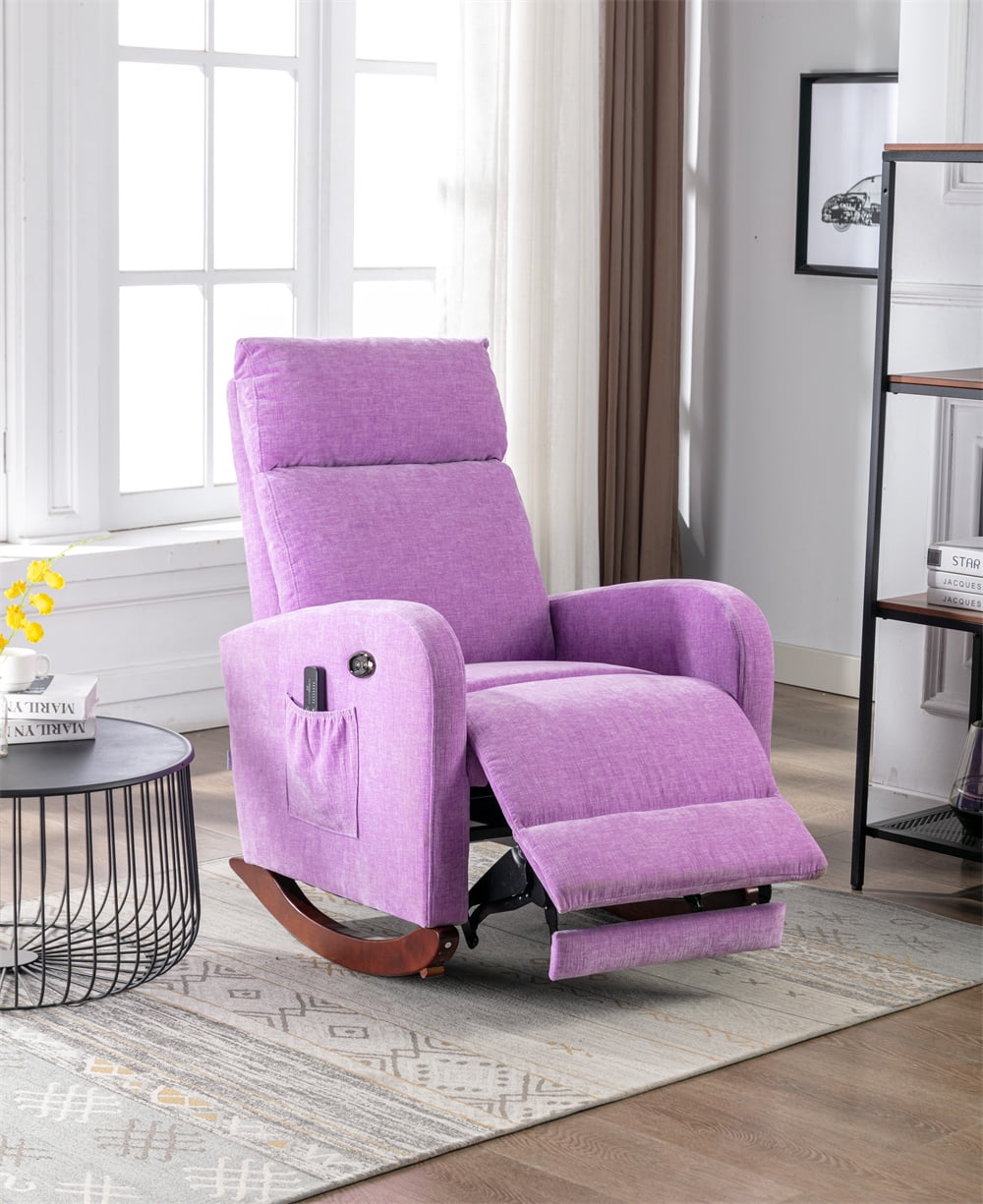 Electric Massage Rocking Chair, Modern Upholstered Nursery Glider