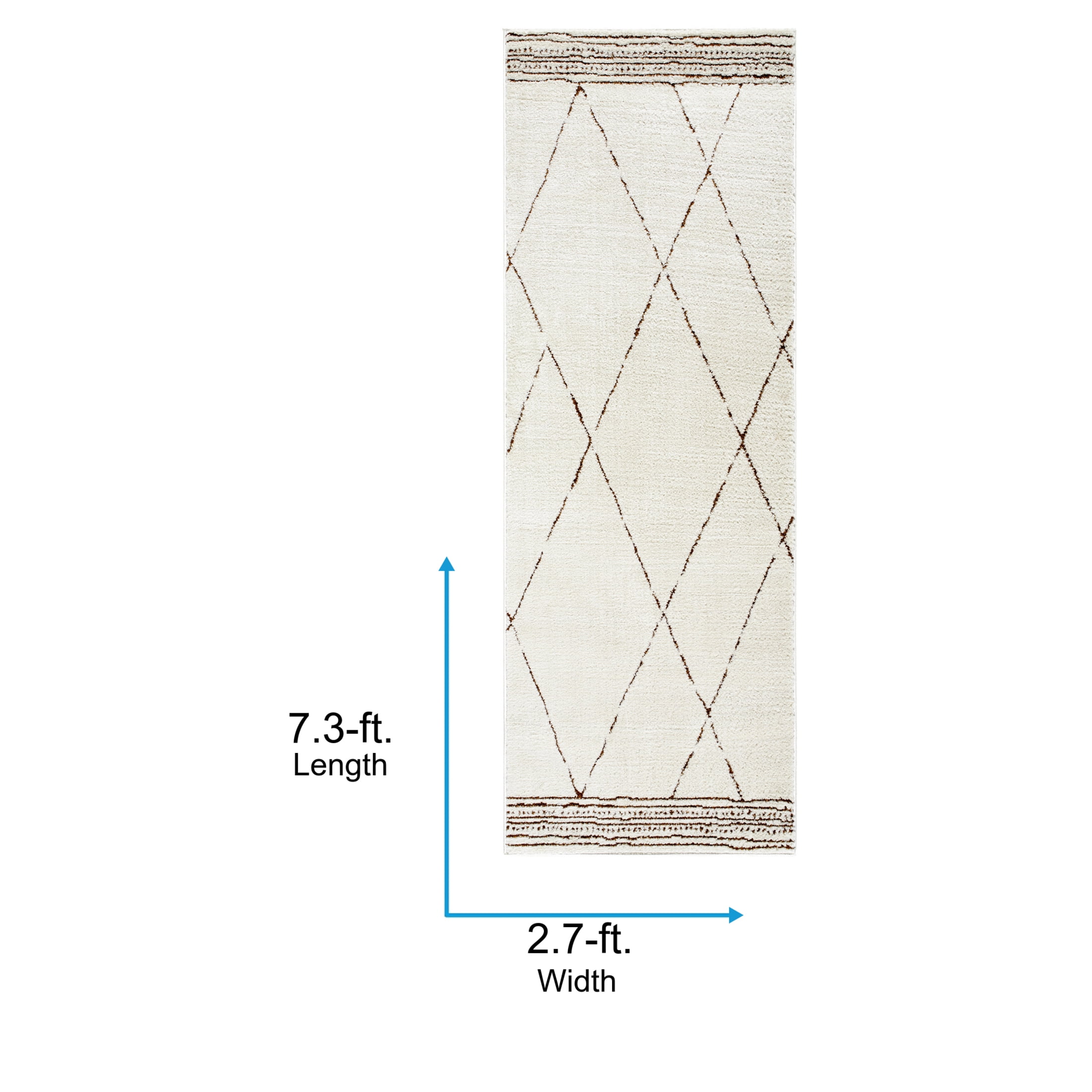 Livabliss Area Rugs for Living Room, 3x7 Freud Global Ivory Runner Rug, Bedroom Dining Room Home Decor Stain Resistant Carpet (2'7" x 7'3" Runner)