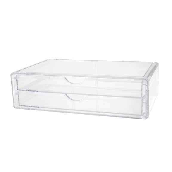 Martha Stewart Brody Plastic Stackable Office Desktop Organizer Box with 2 Drawers, 12.75" x 7.75"