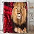 thumbnail image 3 of Red Rose Bathroom Sets with Shower Curtain and Rugs and Accessories, Lion Shower Curtain Sets, Red Shower Curtains for Bathroom,Lion Bathroom Decor 4 Pcs, 3 of 8