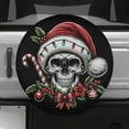 thumbnail image 2 of Lotusprinthandmade Christmas Hat Skull Skeleton Spare Tire Cover With Backup Camera Hole 6 Sizes (27 in.), skull spare tire cover, skeleton spare tire cover, 2 of 6